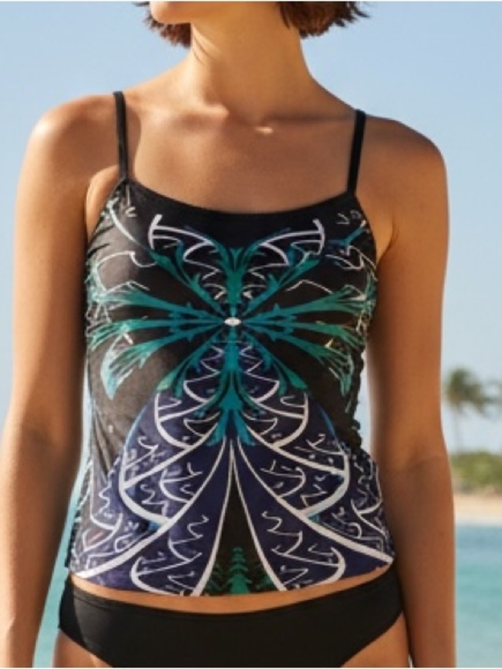 TANKTINI TOP Size 2XL Black Teal Purple White